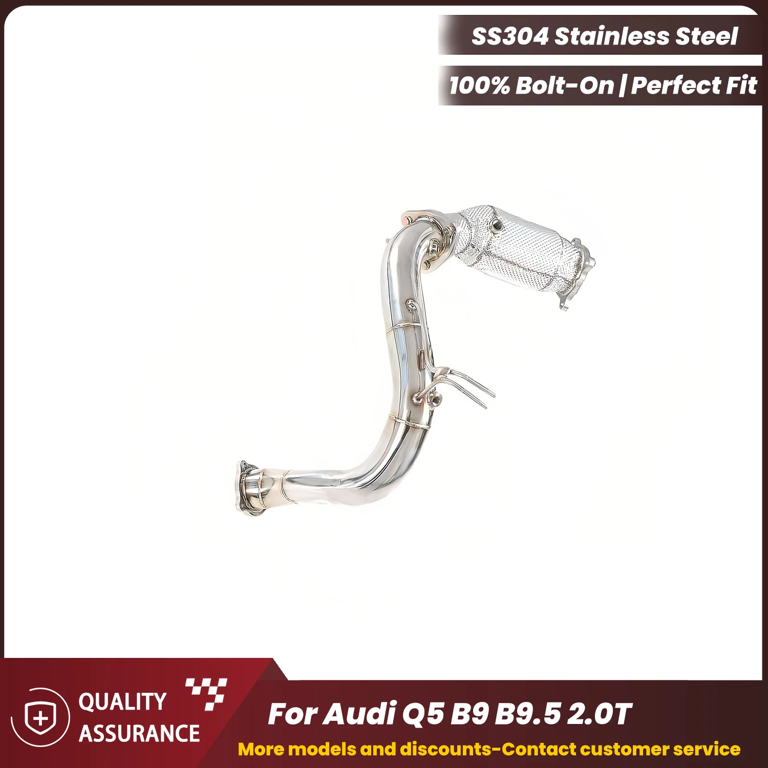 

ECCF Sports Downpipe With Heat Shield For Audi Q5 B9 B9.5 2.0T Aggressive Exhaust Sound High Flow Performance Upgrade