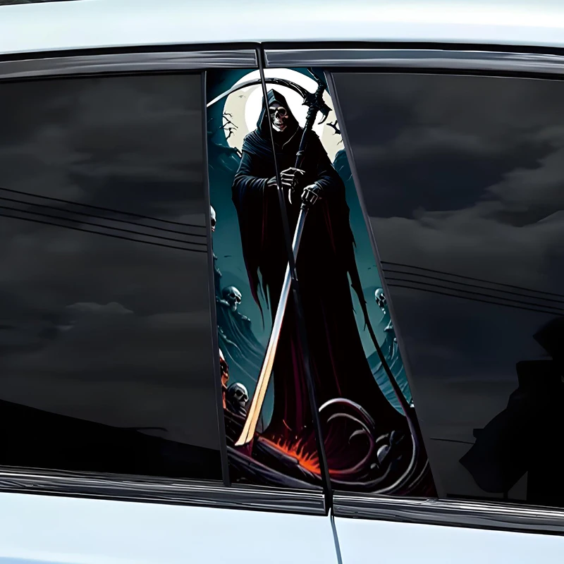 

Halloween Skull Car Sticker Car B-pillar Cartoon Funny Animal Sunscreen DIYCar Center Pillar Cover Scratch DecorativeAccessories