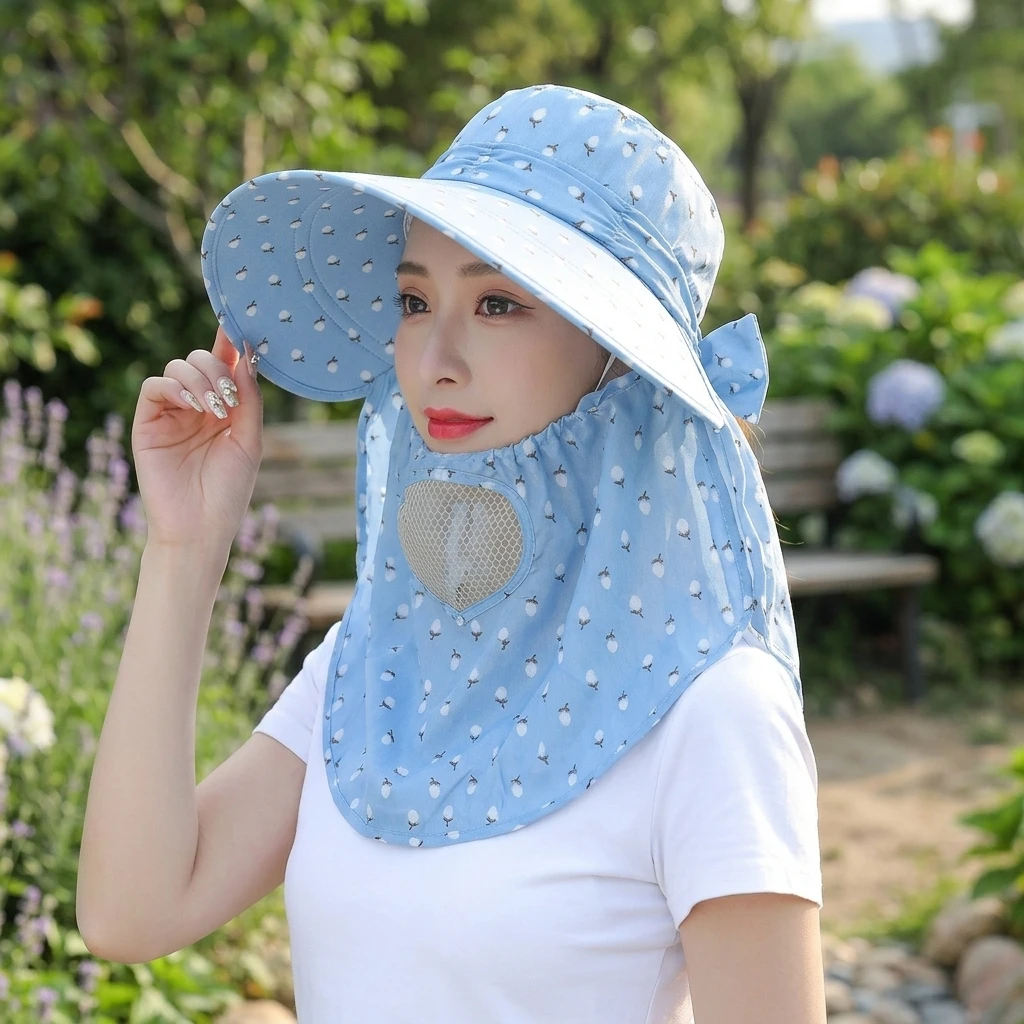 Breathable And UV Resistant Sun Hat With Face Mask And Neck Protector Suitable For Outdoor Fishing And Hiking Wide Brimmed Hat