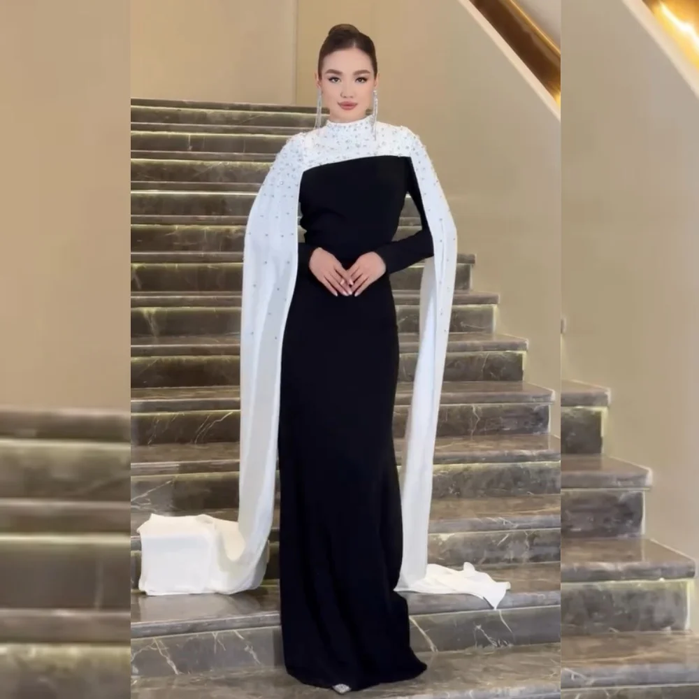 

Customized Unisex Jersey Pleat Sequined Straight High Collar Long Dresses Bespoke Occasion Evening Intricate