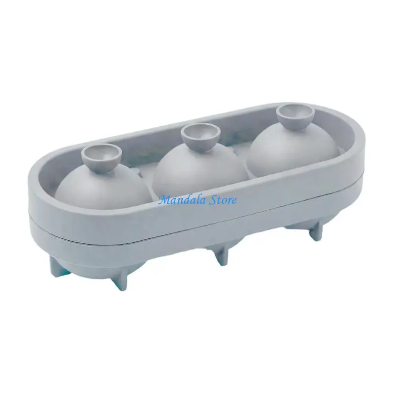U2JC 3 Cavities Tennis Silicone Ice Tray Tennis Ball Ice Maker Mold For Cocktails Freezing Drinks Chocolate Jelly