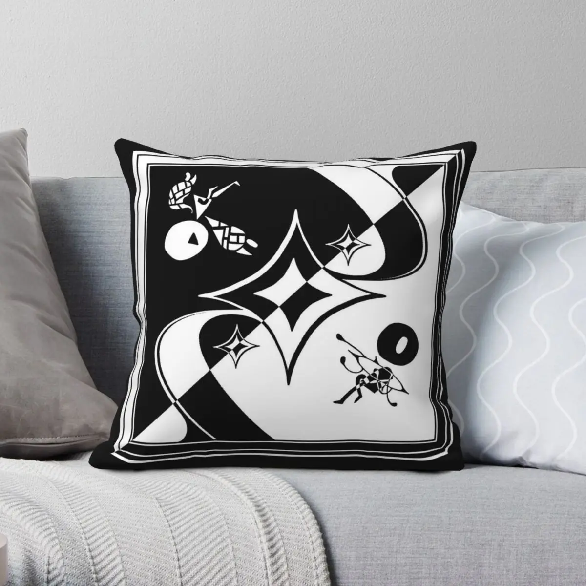 

Lieuos Abstucius Yin Yang Square Pillowcase Polyester Linen Velvet Creative Zip Decor Sofa Cushion Cover 45x45