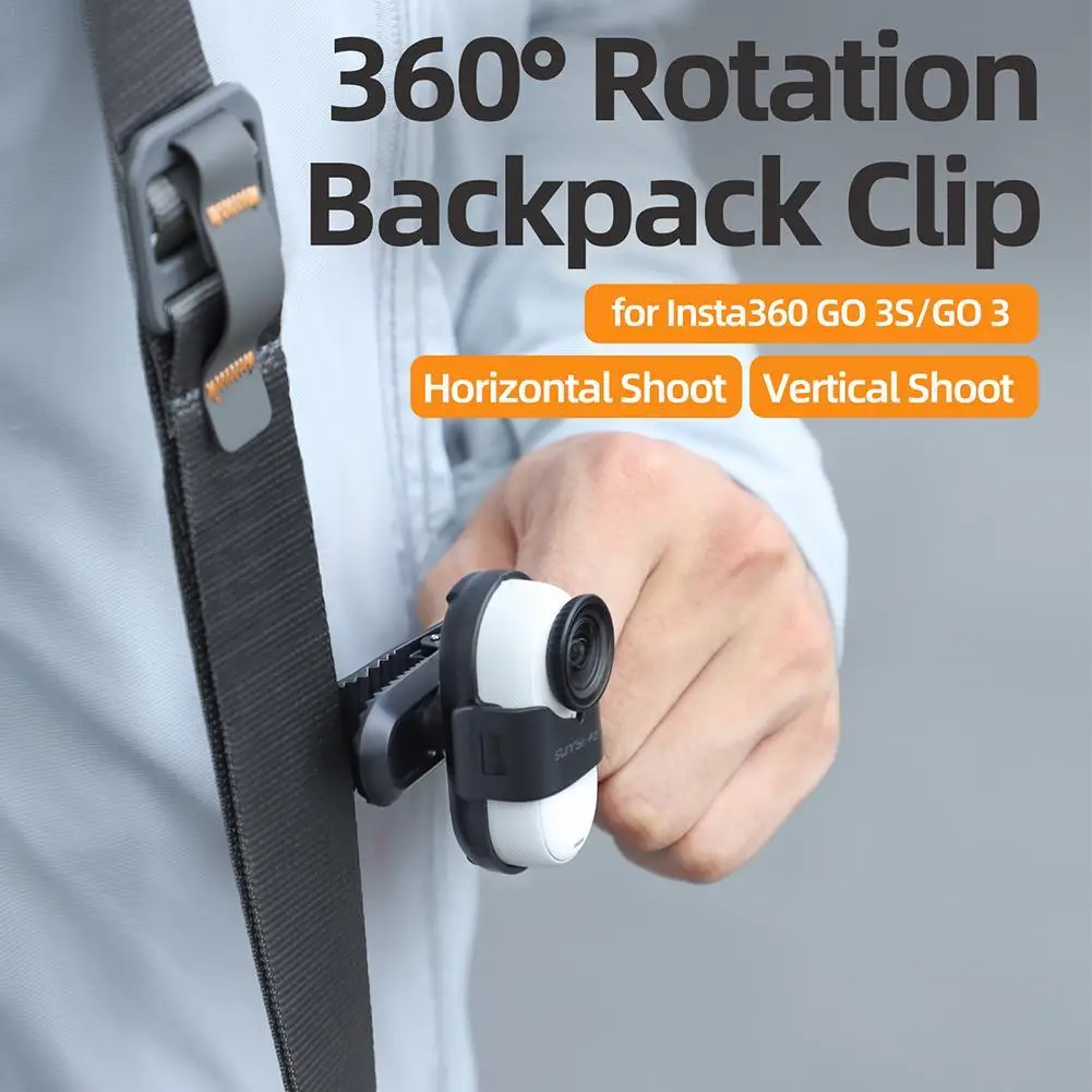 

For Insta360 Go 3S/Go 3 Backpack Clip Holder Anti-Shake Anti-slip 360 Rotation Sports Camera Clip Mount Camera Accessories