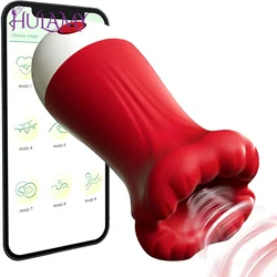 Deep Throat Sucking Male Penis Training Cup Masturbators for men Strong Squeeze Vibration Sex Toys Glans Stimulation Exercise