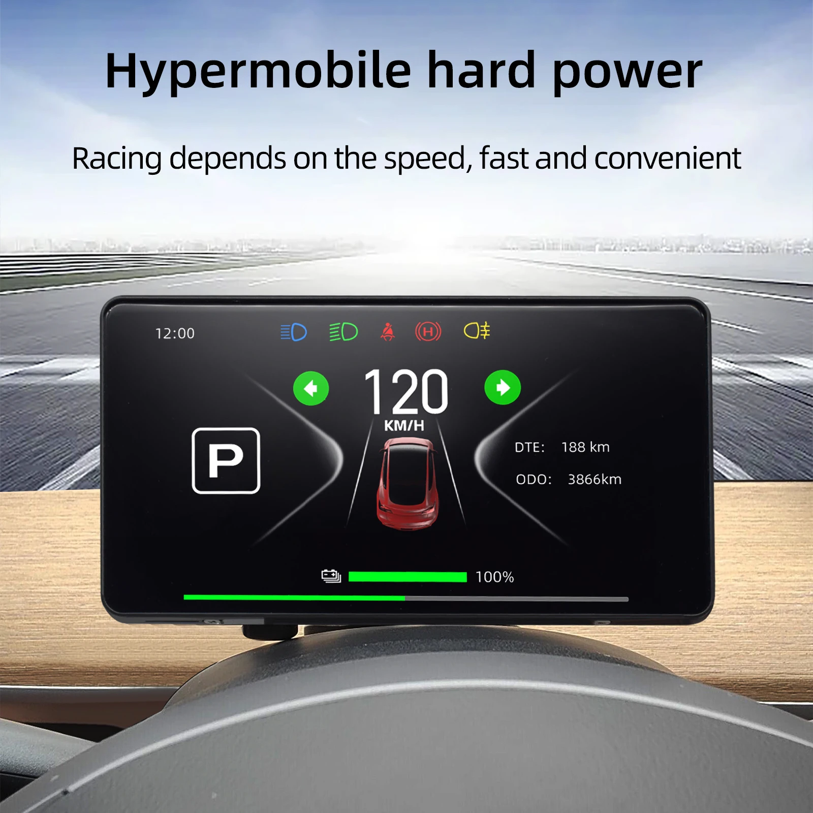 

5in Car LCD Dashboard with Speed Total Mileage Tire Pressure Monitoring Time Display Car Interior Part for Tesla Model 3 Model Y