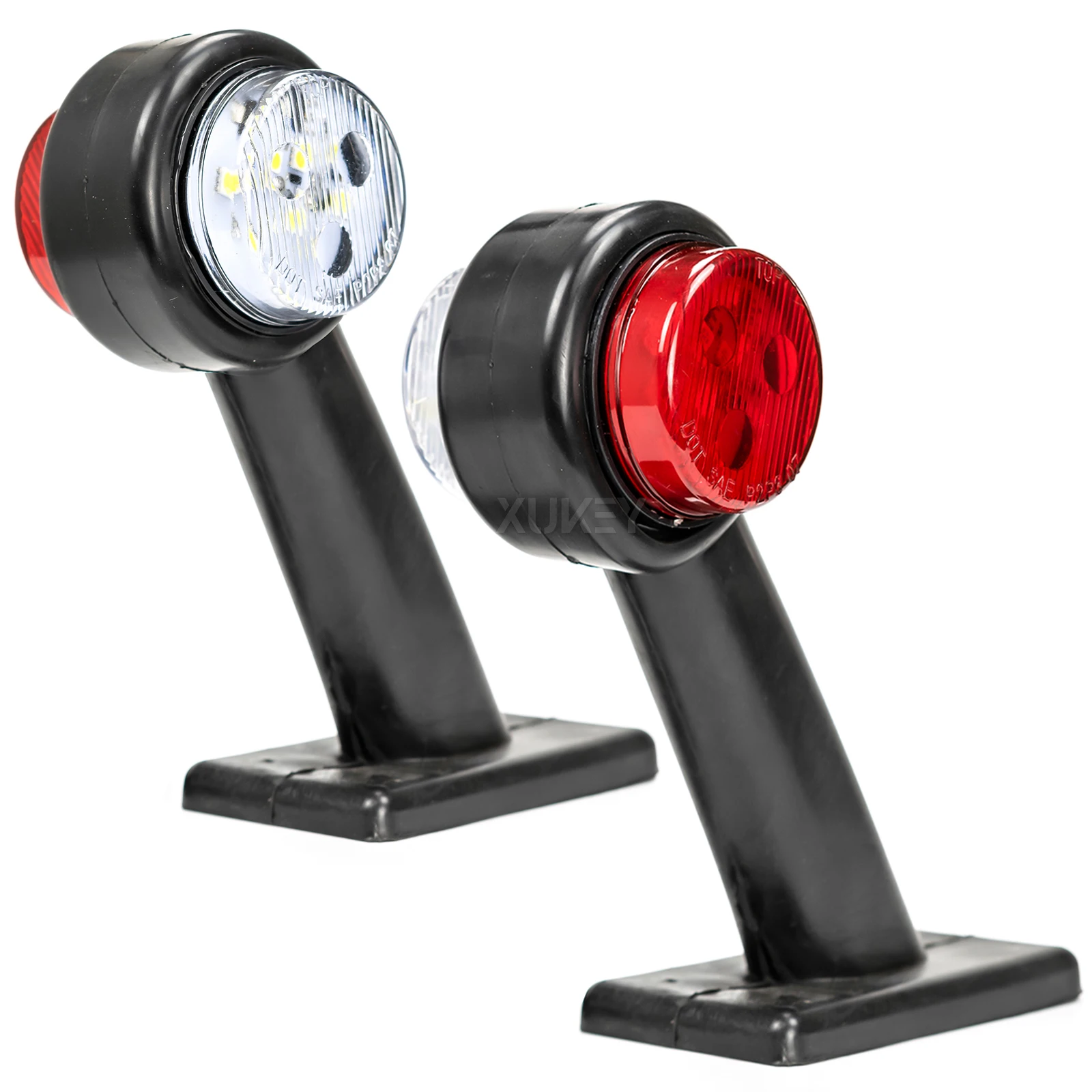 2x Side Rubber Stalk Marker Light Red Amber Outline Lamp 12v 24v for Truck Caravan Trucks Semi Trailers Position Clearance Lamp