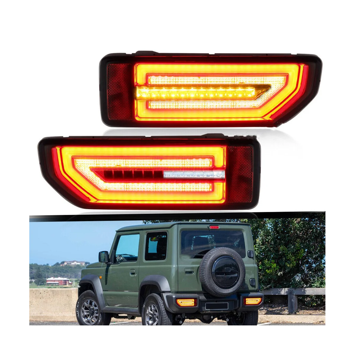 

Car LED Reflector Tail Lamp for Suzuki JIMNY 2019-2021 Taillight Rear Lamp Parking Brake Light Flow Turn Signal