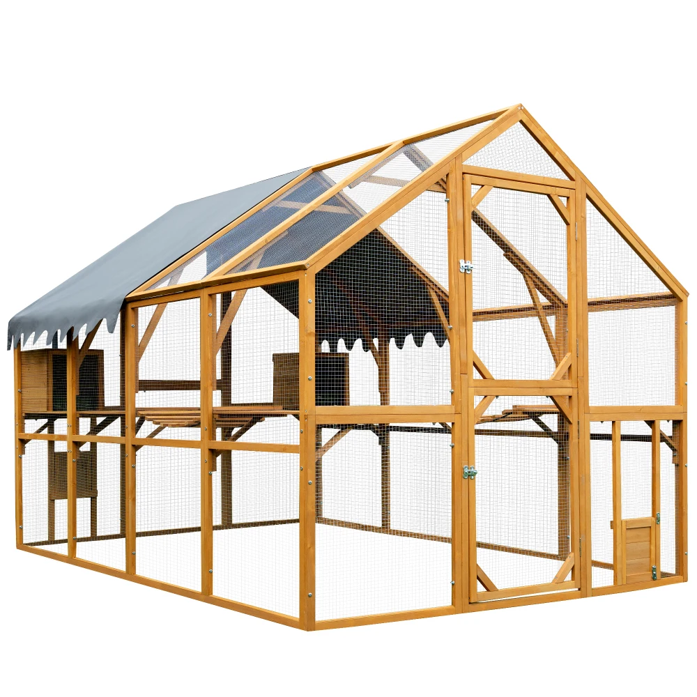

Outdoor Yellow Chicken Coop Enclosures 110" Large Kitten Playpen,Upgrade Waterproof Cover
