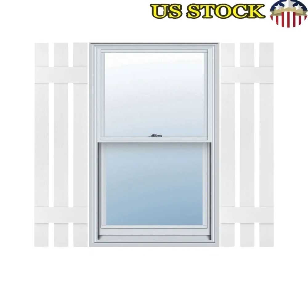 

Durable Vinyl Board and Batten Shutters 12x51 Inch Easy Install Rustic Exterior Shutter Pair with Matching Hardware