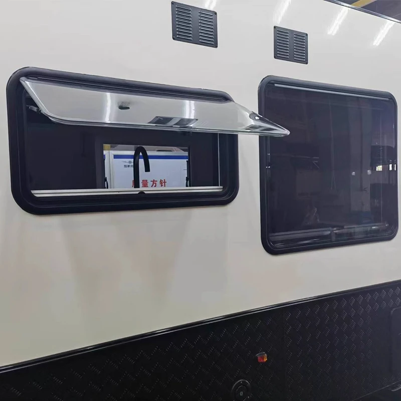 RV Windows Double-Layer Acrylic Glass Outward-Opening Windows with Blackout Curtains and Mosquito Screens Suitable for Iveco, Ma