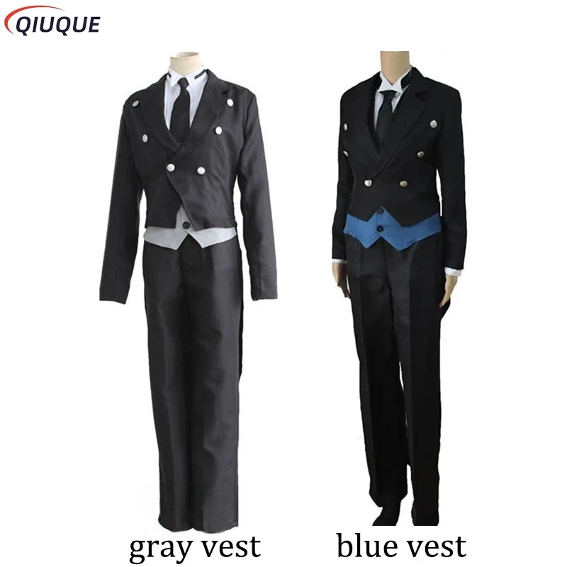 Black Butler Cosplay Anime Kuroshitsuji Sebastian Michaelis Cosplay disfraz uniformes abrigo + chaleco + camisa + pantalones + corbata + guantes