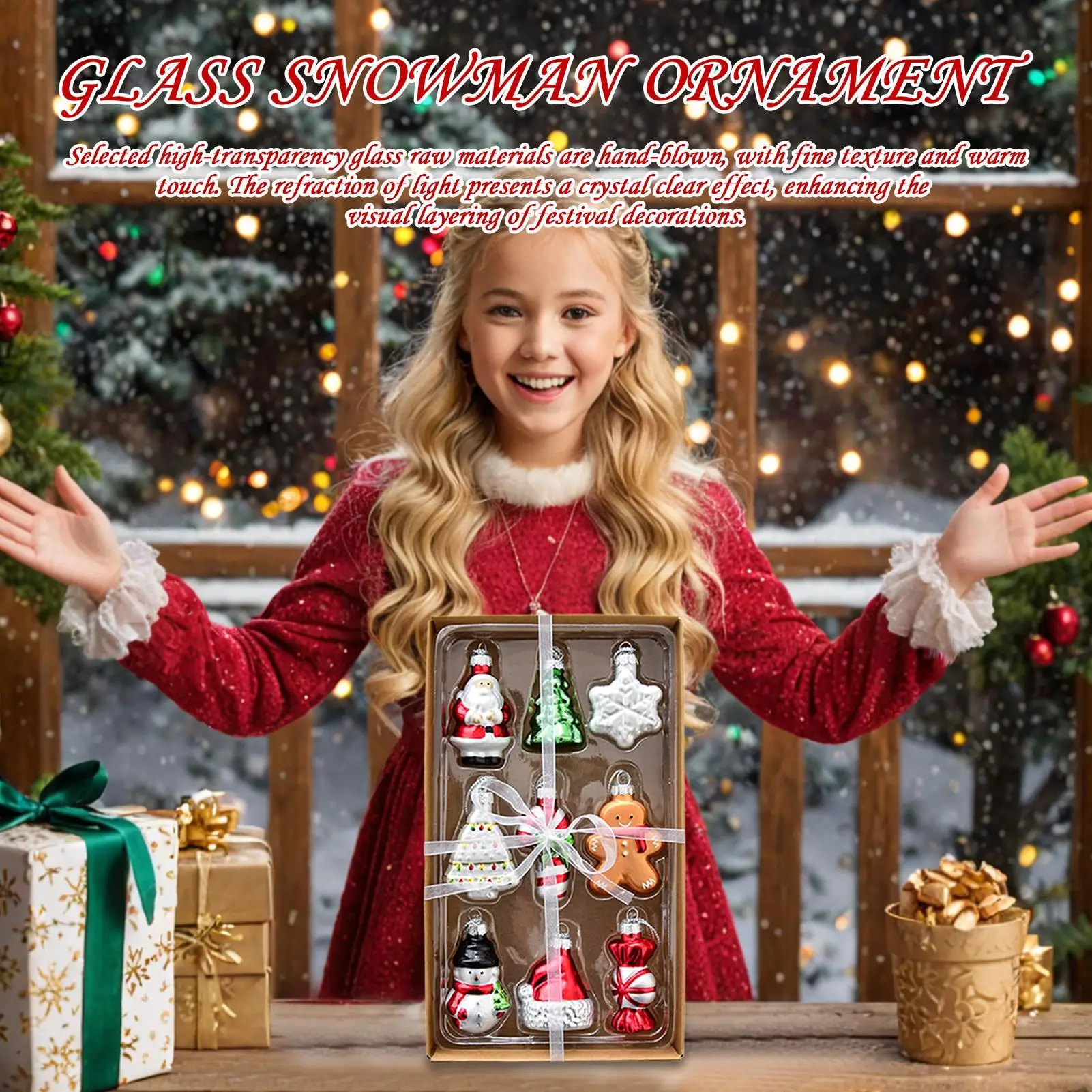 

Snowman Santa Claus Pendant Christmas Decorations Glass Painting Christmas Tree Hanging Ornaments For Home New Year Kids Gifts