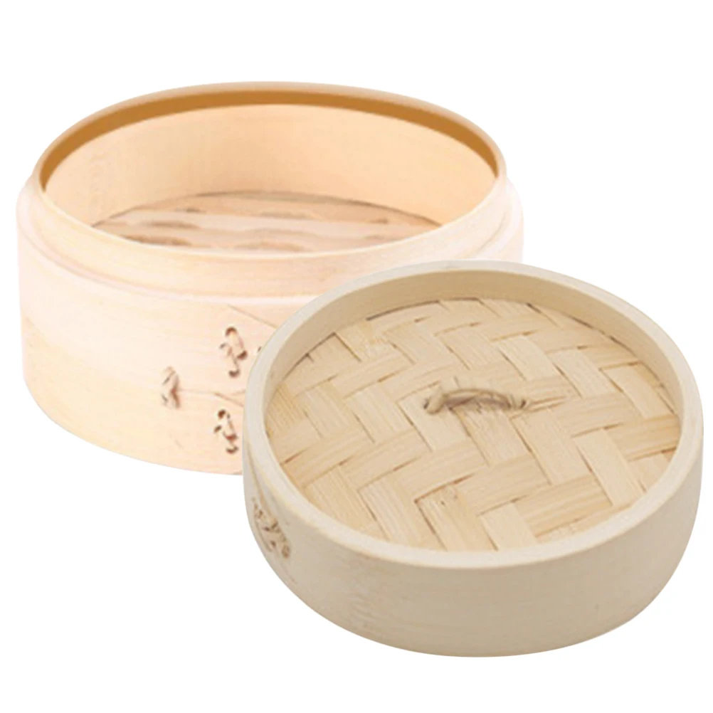 

Bamboo Steamer with Lid 2 Layers 13cm Kitchen Accessory for Dumplings Buns Vegetables Food Steaming Tool Basket