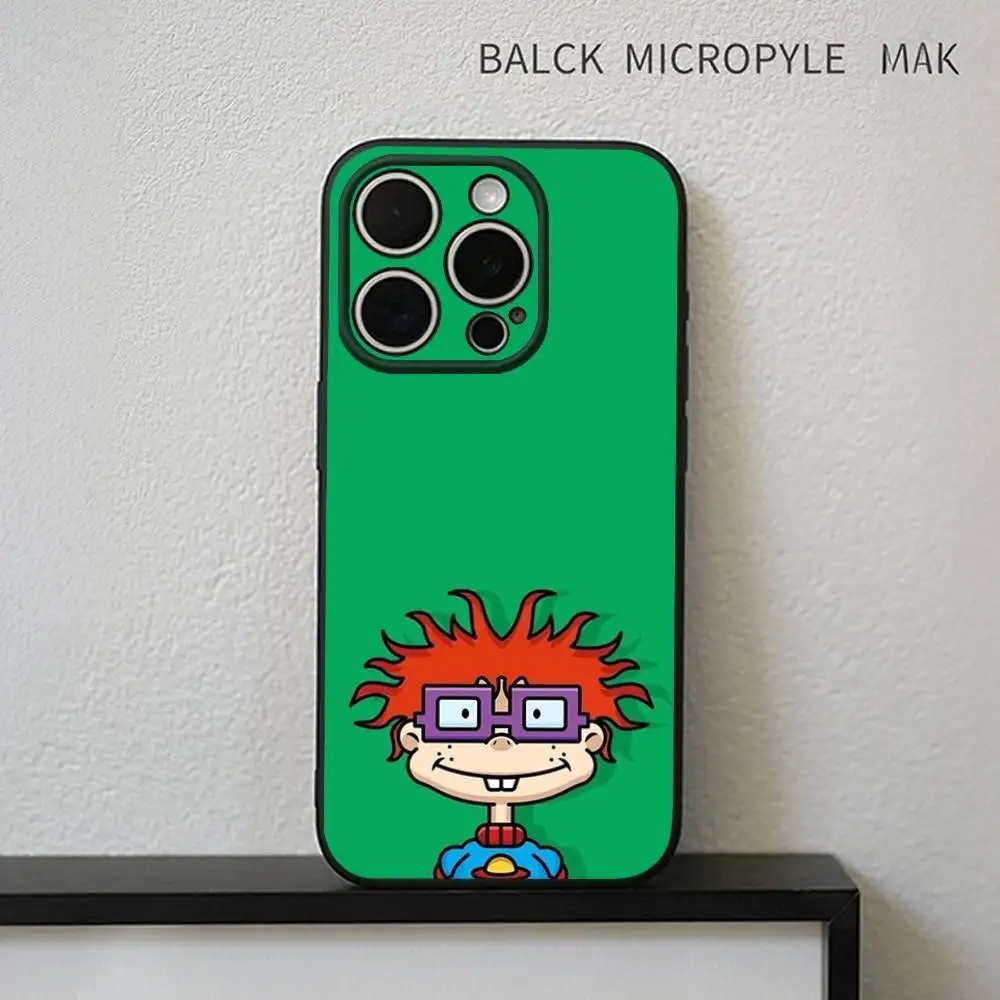 Grappige Cartoon R-Rugrats Telefoonhoesje voor iPhone17,16,15,14,13,12,11 Plus,Pro Max Zachte Zwarte Cover