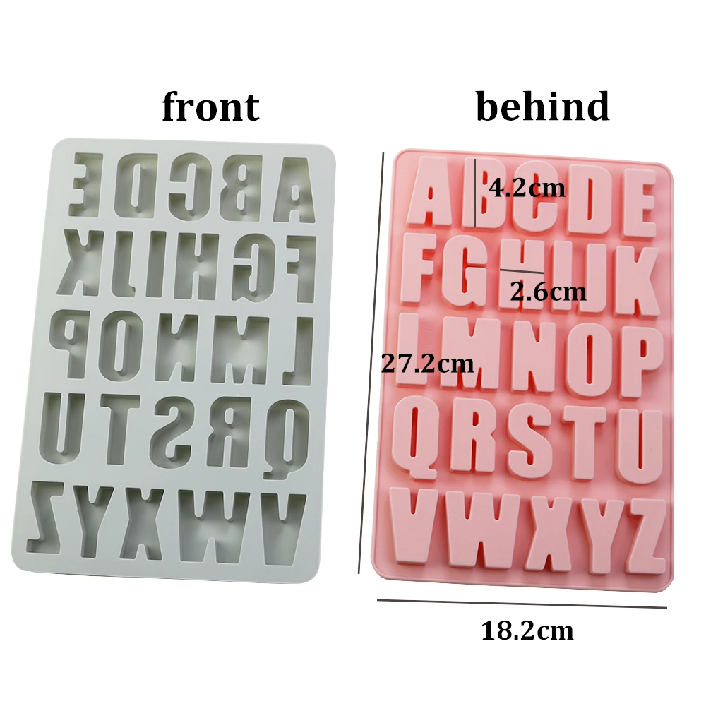 1Pcs Silica Gel 26 Capital Letters Cake Mold 26 Hole Letters Chocolate Mold DIY Large Letters Rectangle