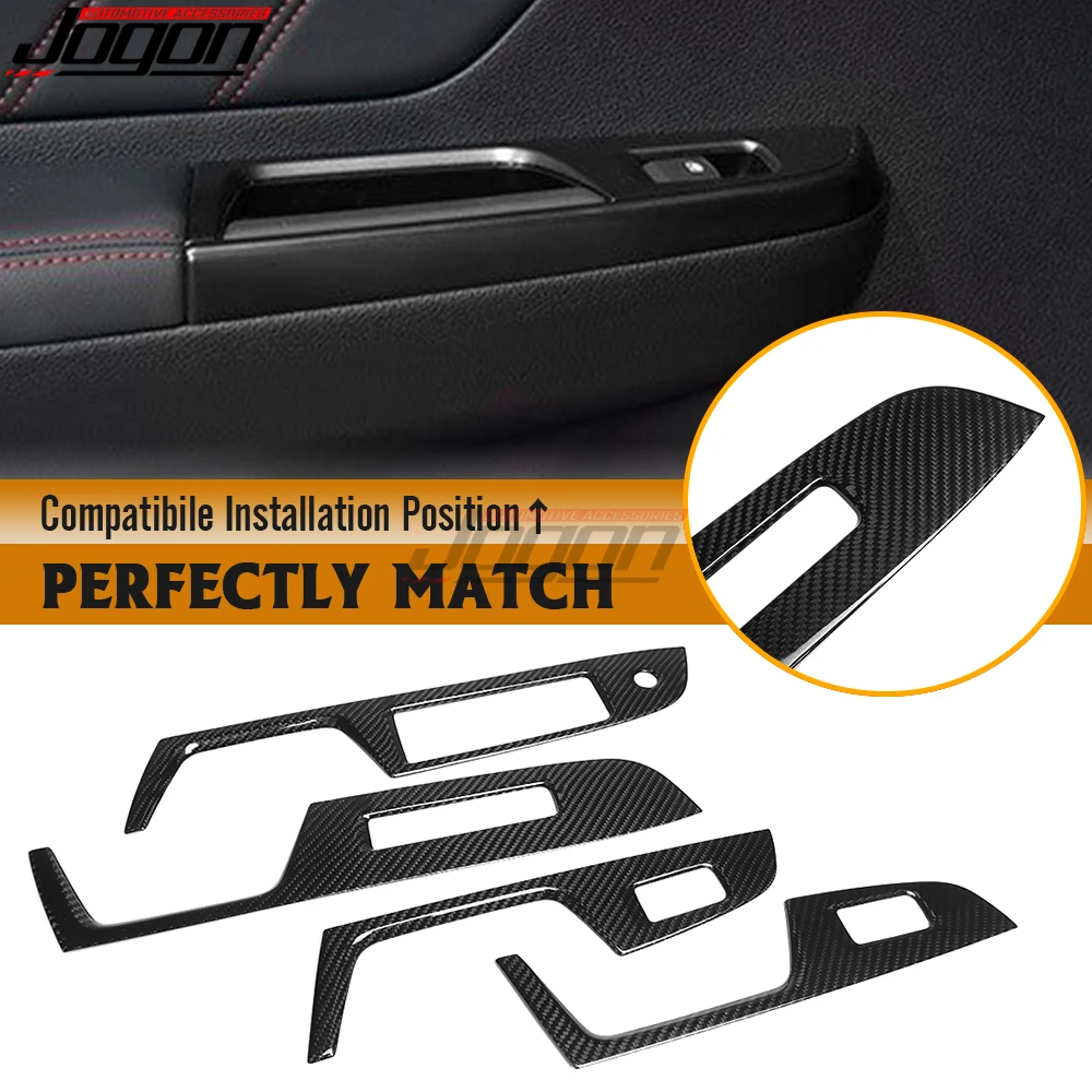 4Pcs Real Carbon Fiber Interior Trim For Subaru WRX STI VA 2018-2021 Car Innner Door Glass Lift Switch Panel Cover Accessories