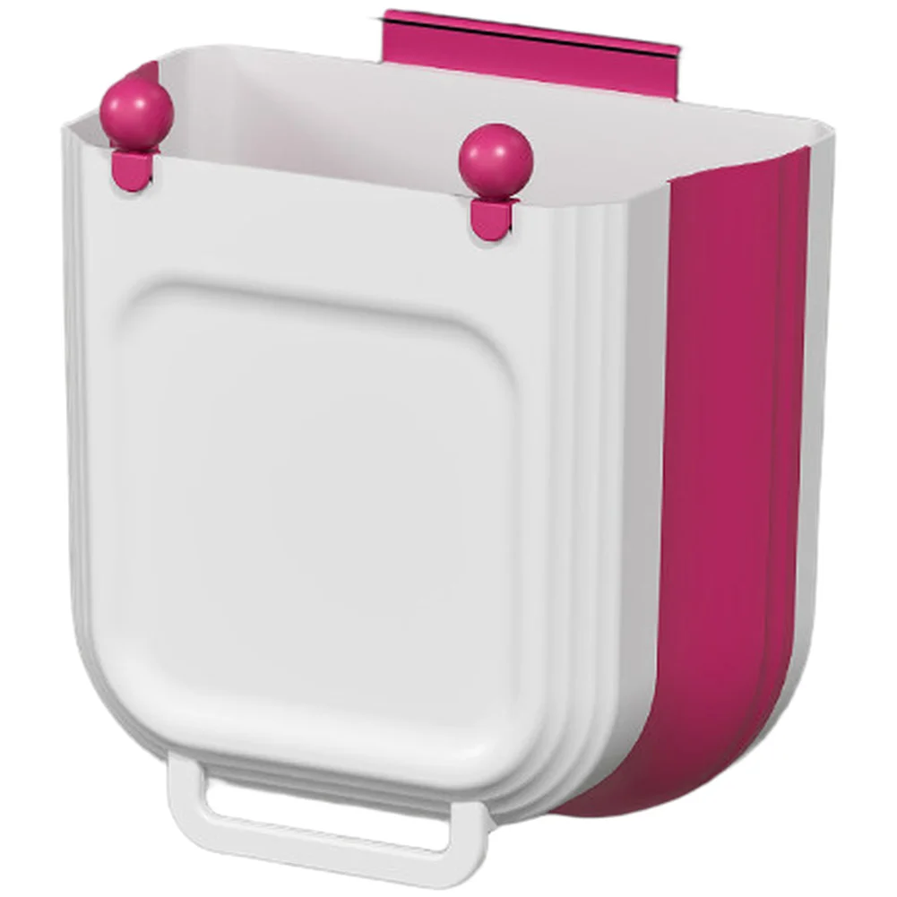 Foldable Wall Mounted Trash Can 10L Kitchen Waste Bin No Drill Setup Space Saving Hanging Design 26x19x27cm Gray Pink