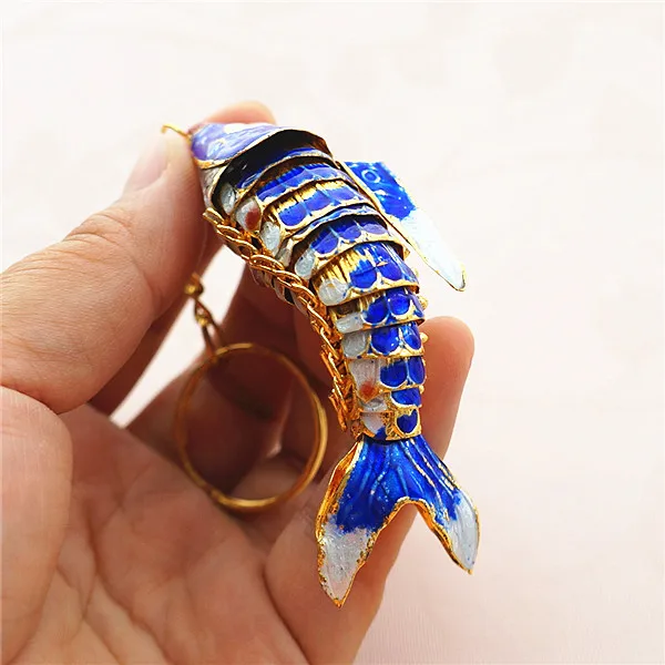 2pcs 5cm Handmade Vintage Goldfish Pendants DIY Jewelry Making Part Chinese Cloisonne Enamel Fish Charms Animal Accessories