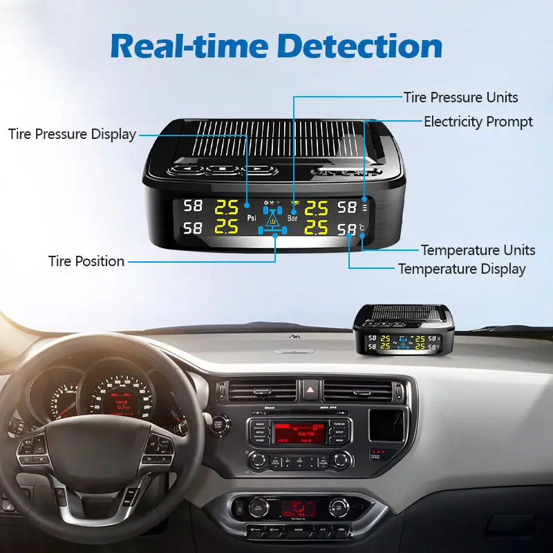 SPY Car Digital Wireless Low air Valve Tpms Tire Pressure Gauge Sensor Pressure Alarm System