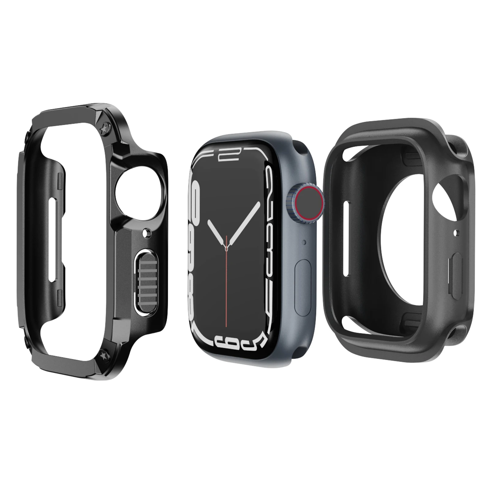 

Набор чехлов для часов Apple Watch Series 10, 42 мм, жесткий ПК + ТПУ, комбинированная крышка рамки для часов - черный