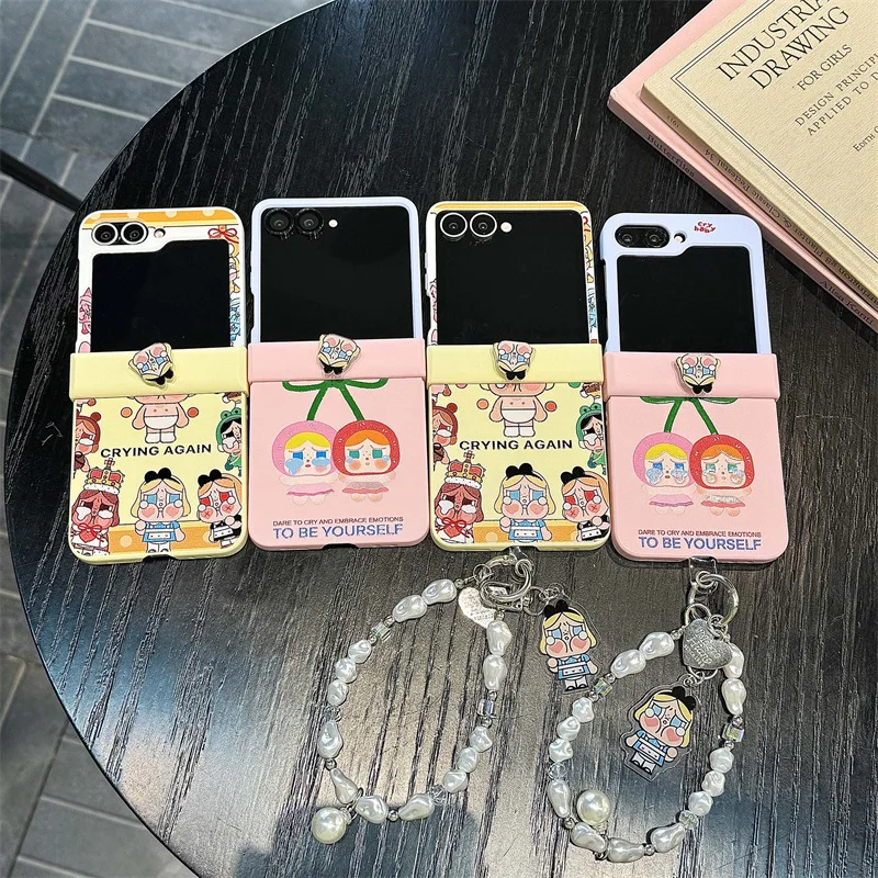 

Cartoon Cherry Crying Doll for Samsung Galaxy Z Flip 7 6 5 4 Protective Back Cover for ZFlip5 ZFlip6 ZFlip7 Case Shell