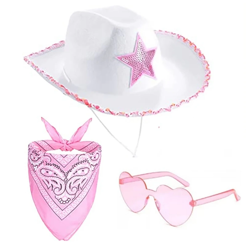 

Wide Brim Hat Women Costume Sunglasses Western Hat Party Hat Flat Caps