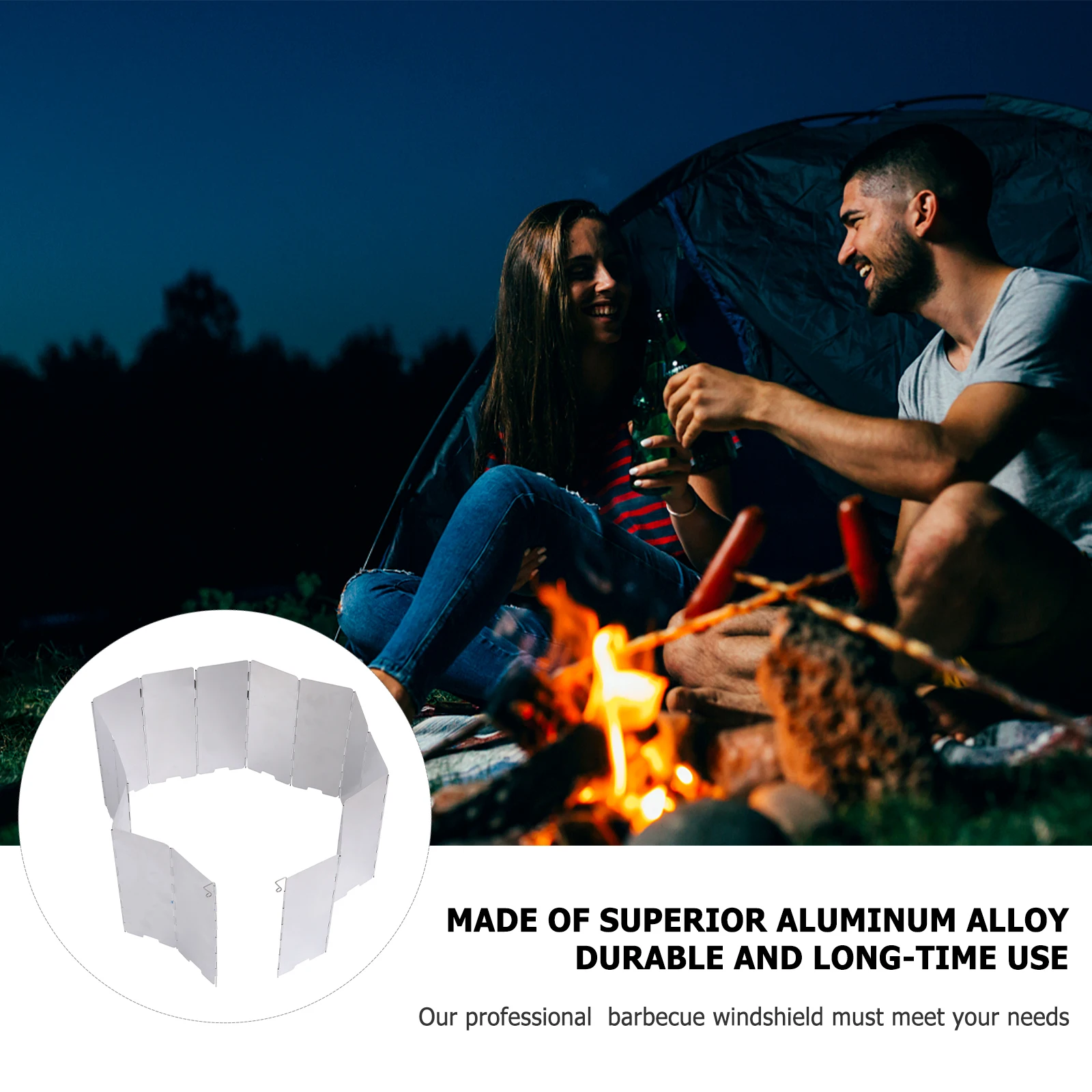 

Camping Windshield Bbq Grilling Accessories for Outdoor Aluminum Alloy Barbecue