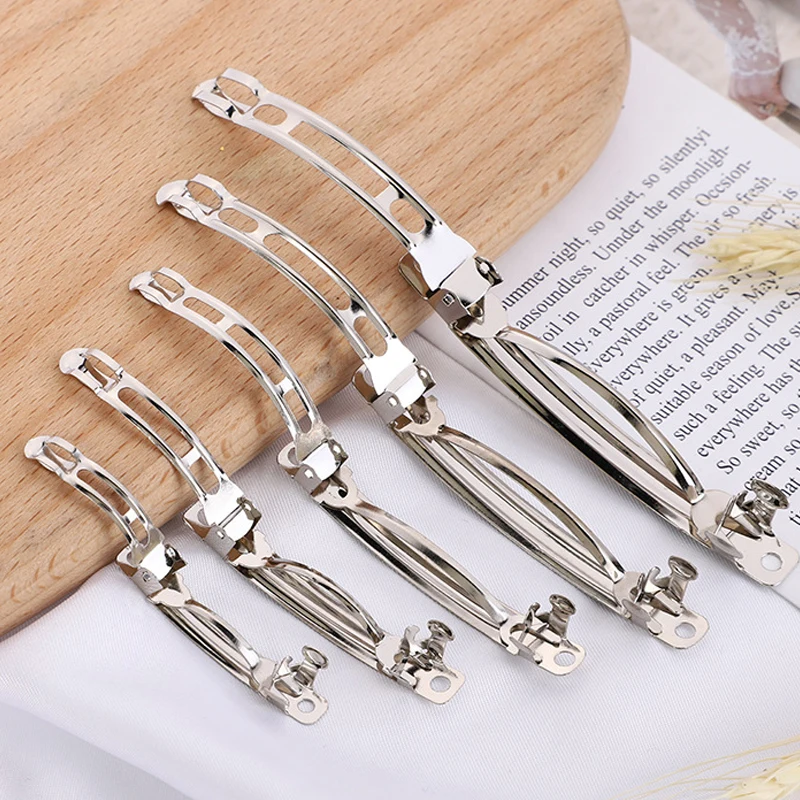 10pcs Lightweight Metal Automatic Spring Hairclip Base Women's Hair Clip Base for DIY Jewelry Making Accessories Wholesale