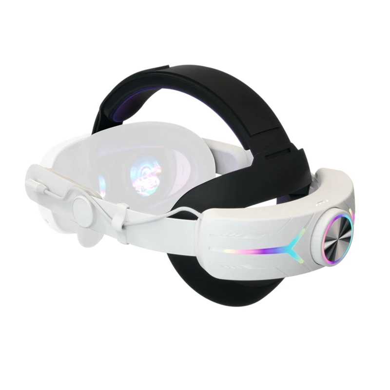 Elite Head Strap With RGB Light For Meta Quest 3 VR Parts +8000Mah Battery Comfortable Head Strap Esports White