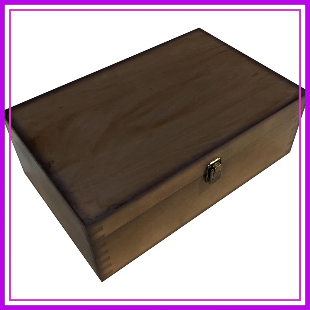 

Stained Wooden Keepsake Box, Large Memory Box for Photos & Jewelry, Decorative Storage for Men & Women