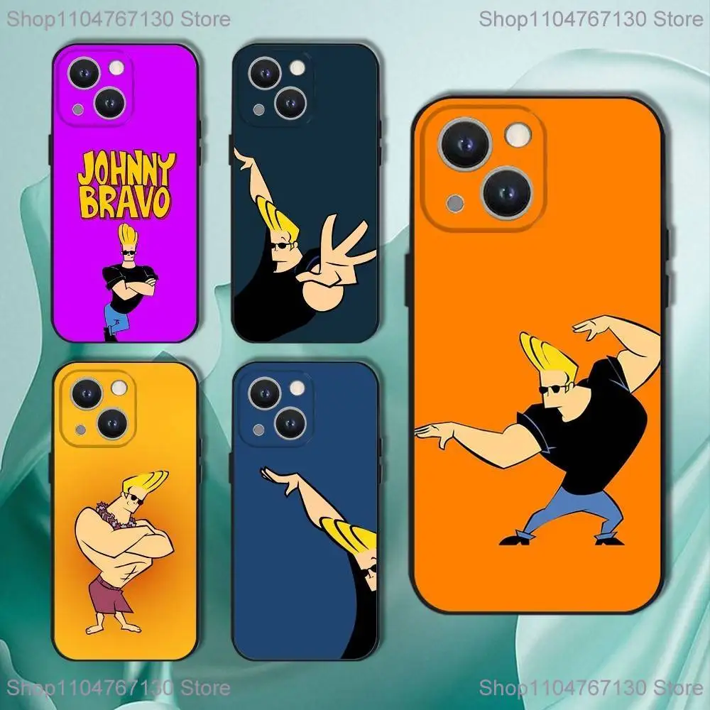 

Anime J-Johnny Bravo Phone Case For iPhone 17,16,15,14,13,12,11,Pro,XS,Max,XR,Plus,E,SE4,Mini Black Soft Cover