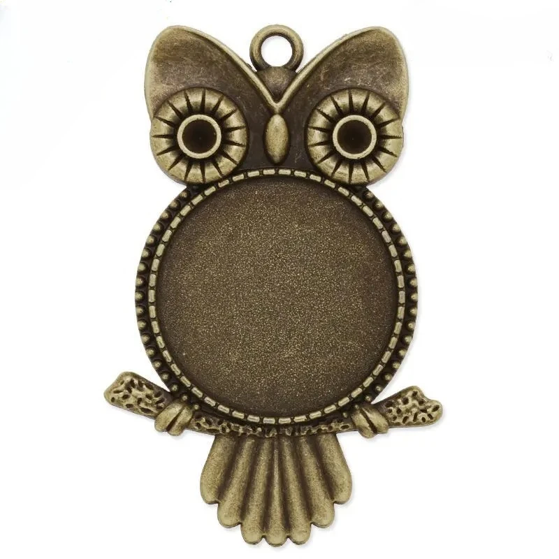 

25mm Round Pendant Blank,antique Bronze,Owl,20pcs/lot-C4229