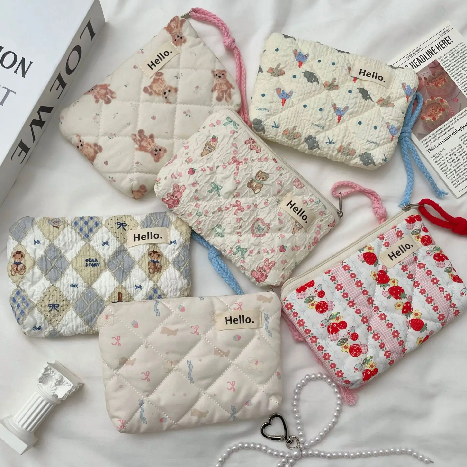 

Ladies' Coin Purse Cute Kawaii Fashion Teddy Bear Strawberry Puppy Cat Mini Portable Travel Wallet Lipstick Earphones Card Bag