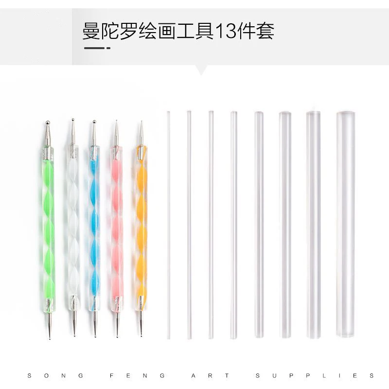 13 Pcs Mandala Tool Set Rock Painting DIY Graffiti Acrylic Paint Dot Drill Pen Acrylic Stick