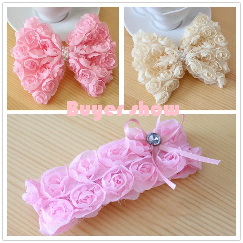 5 Yards 3D Chiffon Rose Flower Embroidered Lace Trim Ribbon Fabric DIY Bow Sewing Craft Costume Headdress Hat Decoration