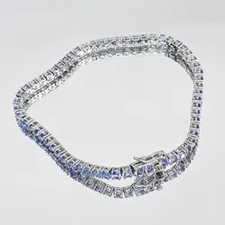 3MM Tanzanite Women's Hand Bracelets Rhodium Plated 20CM Long Luxury Bracelet