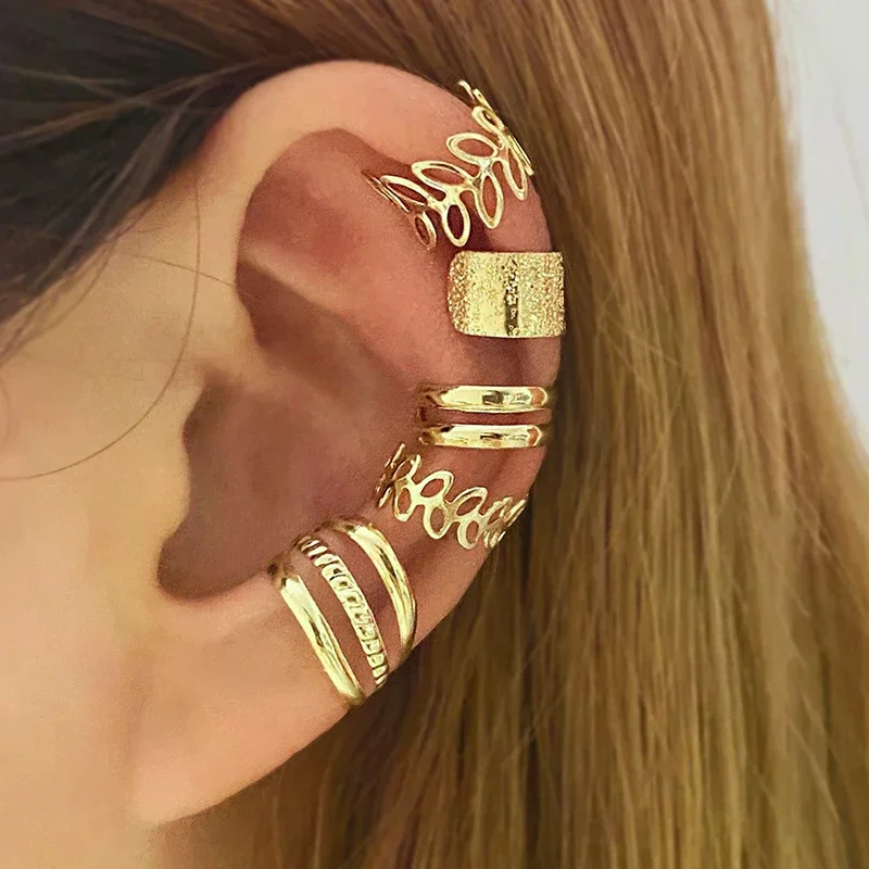 5Pcs/Set Of Simple Personality Ear Cuff Alloy Jewelry Classic Ear Accessories For Women Daily Party Wear