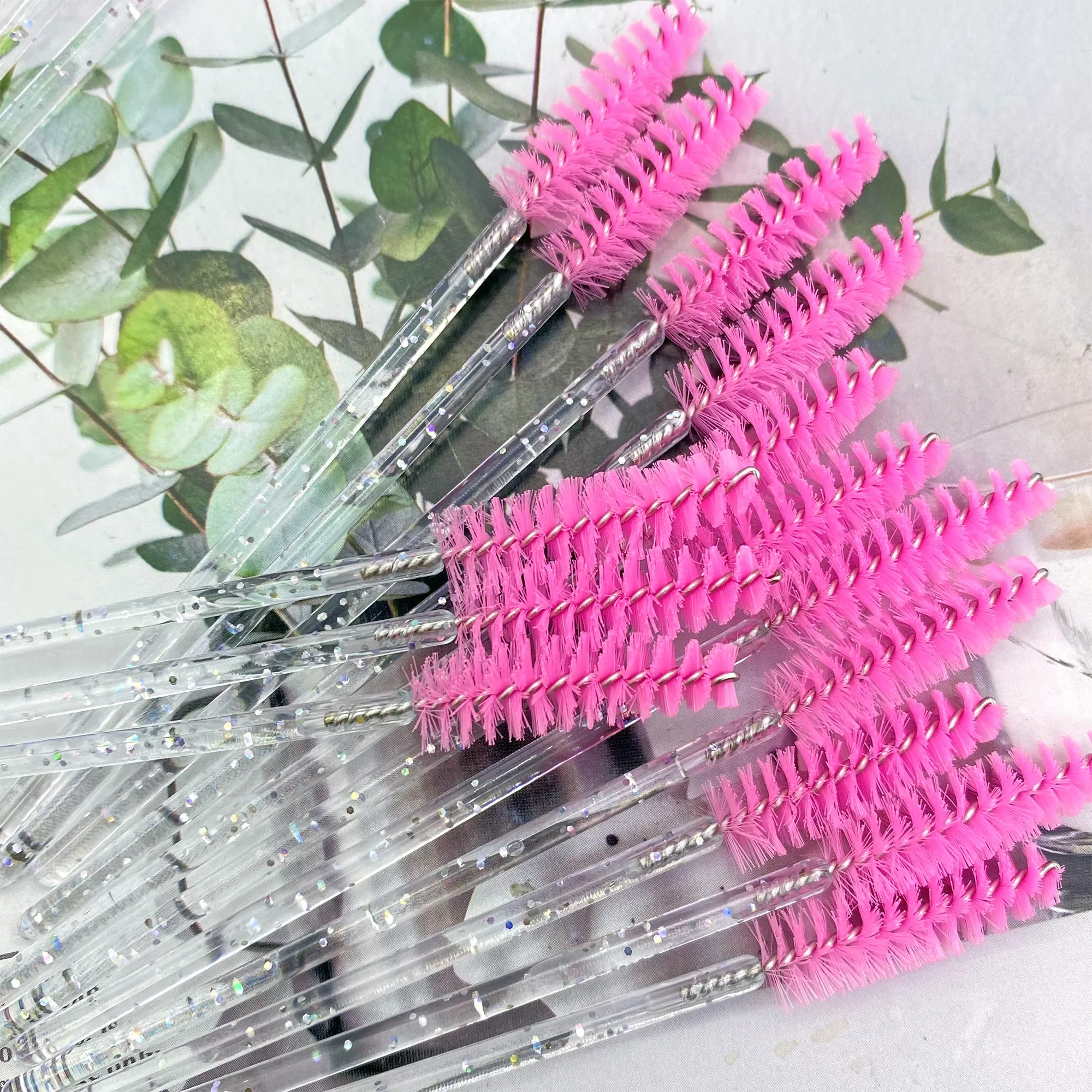 50pcs Eyelash Brush Crystal Diamond Handle Makeup Brush Mascara Wands Lash Extension Supplies Applicator Spoolers Makeup Tool