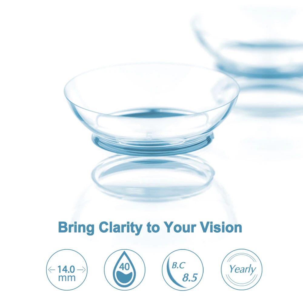 Contact Lenses with Diopters Yearly Soft Lens Prescription Contact Lens for Vision Correction 1 Pair Clear Lenses for Myopia