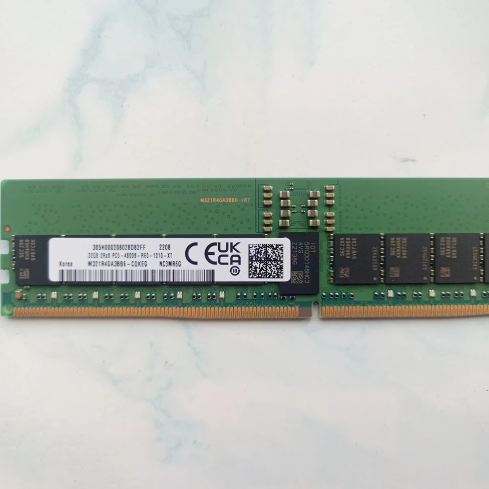 1 pcs   For Samsung M321R4GA3BB6-CQK 32GB DDR5 4800 32G 2RX8 PC5-4800B Server Memory Fast Ship High Quality