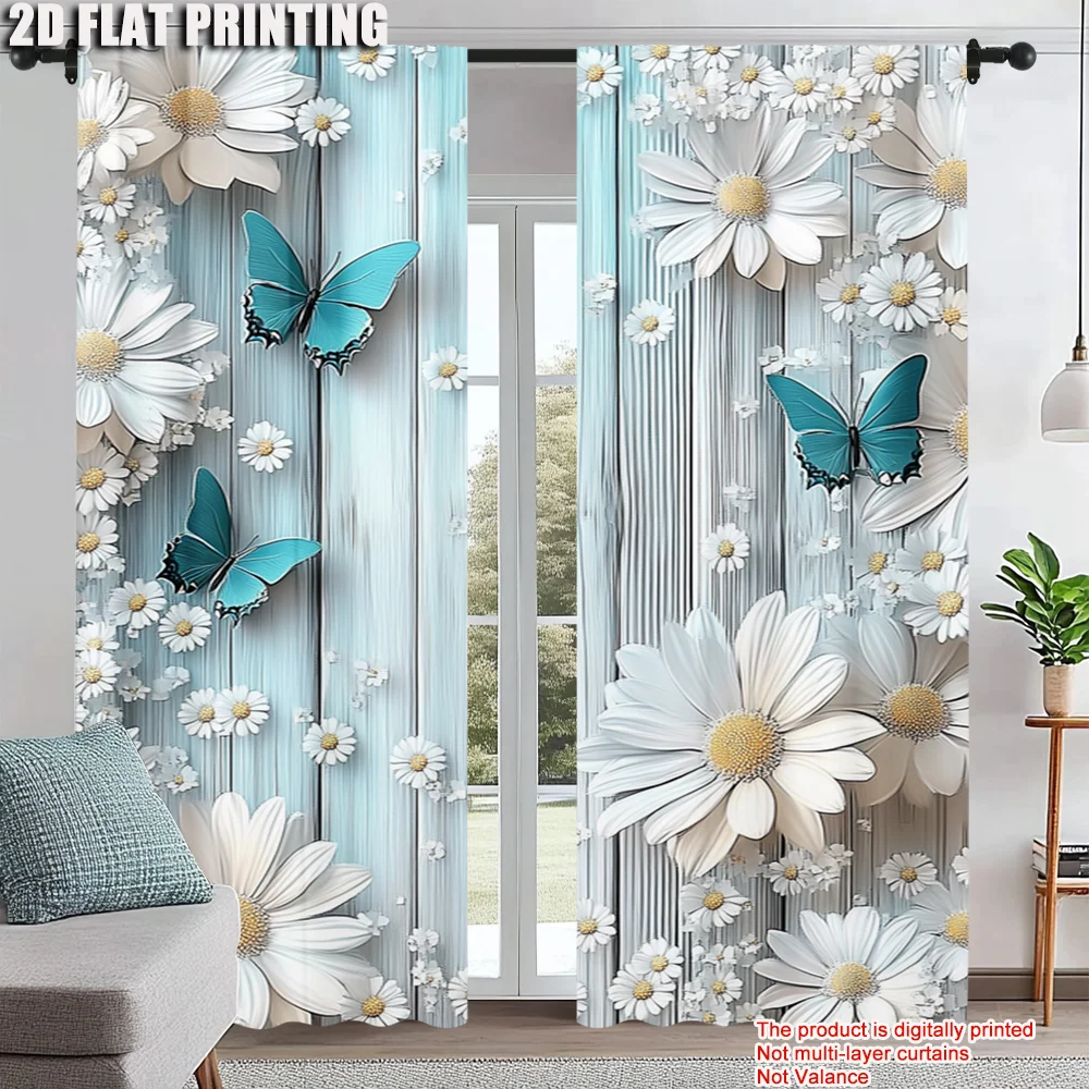 

2Pcs Rod Hole Window Treatment Perfect For Bedroom Office Kitchen Living Room And Study Contemporary Style Machine Washable