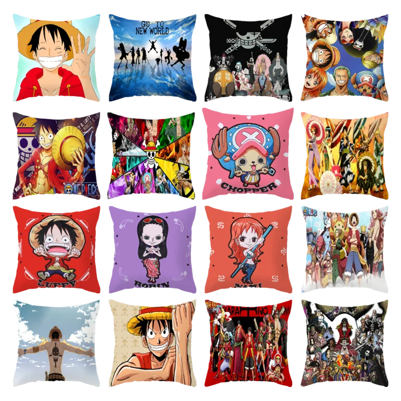 غطاء وسادة قطيفة قصير أنيمي لوفي ، غطاء وسادة ، وسادة ، أريكة ، مكتب ، ديكور منزلي ، موضة ، 45 × 45 ، 1