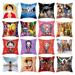 45X45CM Anime One Piece Luffy Short Plush Pillowcase Fashion Home Sofa Office Decorate Pillowcase Cushion Pillow Cushion Cover