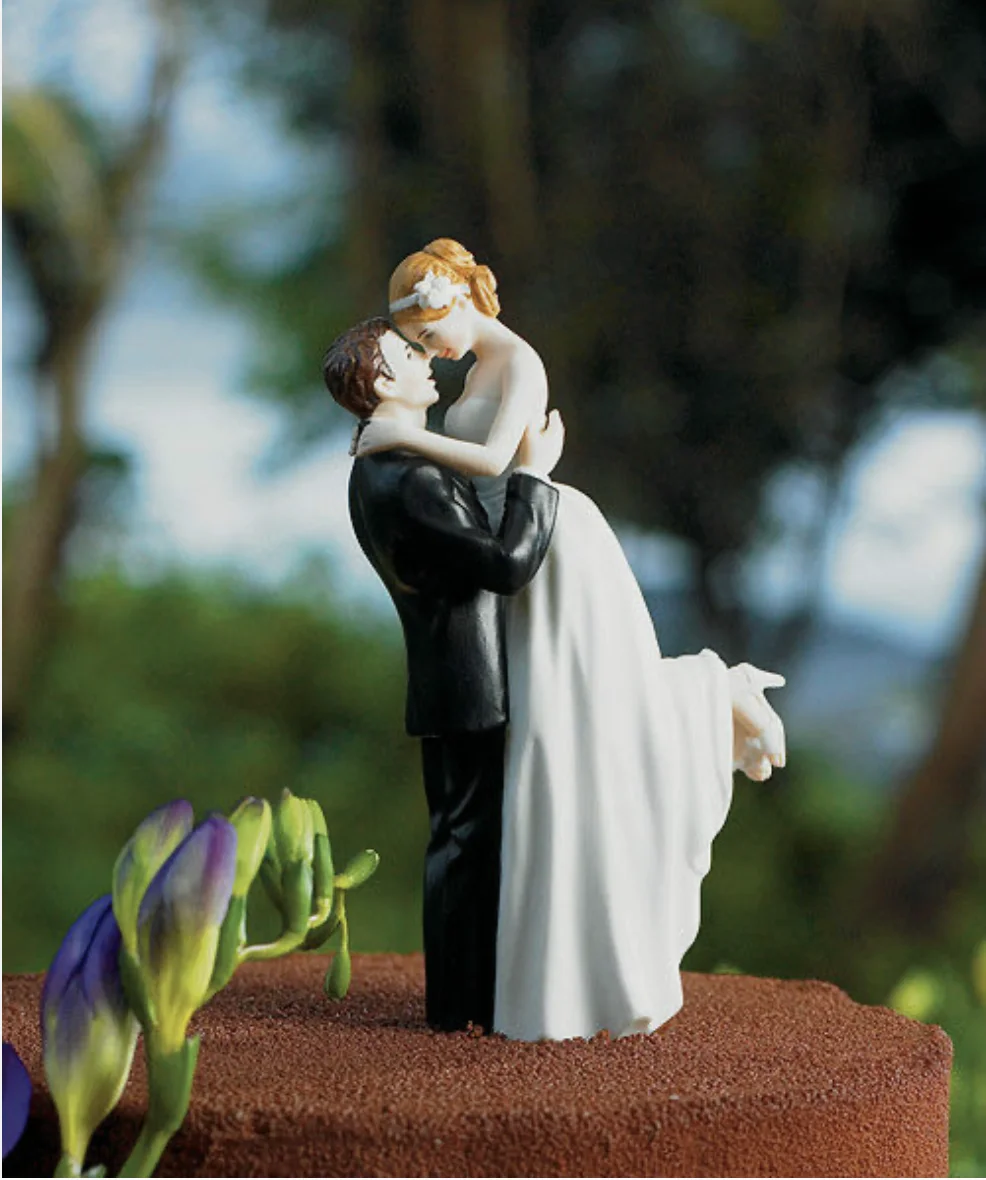 

True Romance Groom Lifting Bride Porcelain Couple Wedding Cake Top Topper