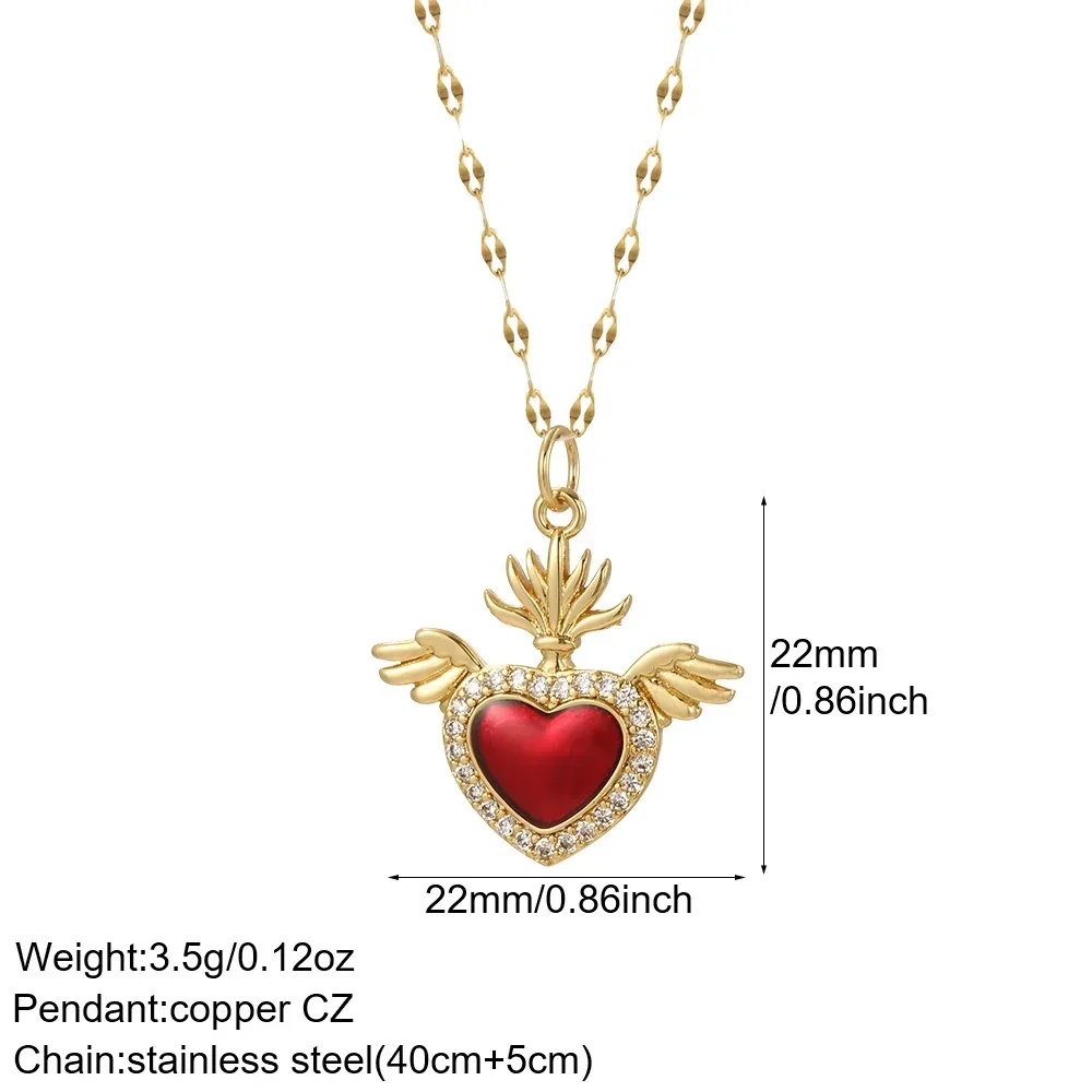 لطيف القلب قلادة قلادة للنساء الأحمر الحب Dijes الذهب اللون Collares سلاسل طويلة الفولاذ المقاوم للصدأ نوعية ممتازة