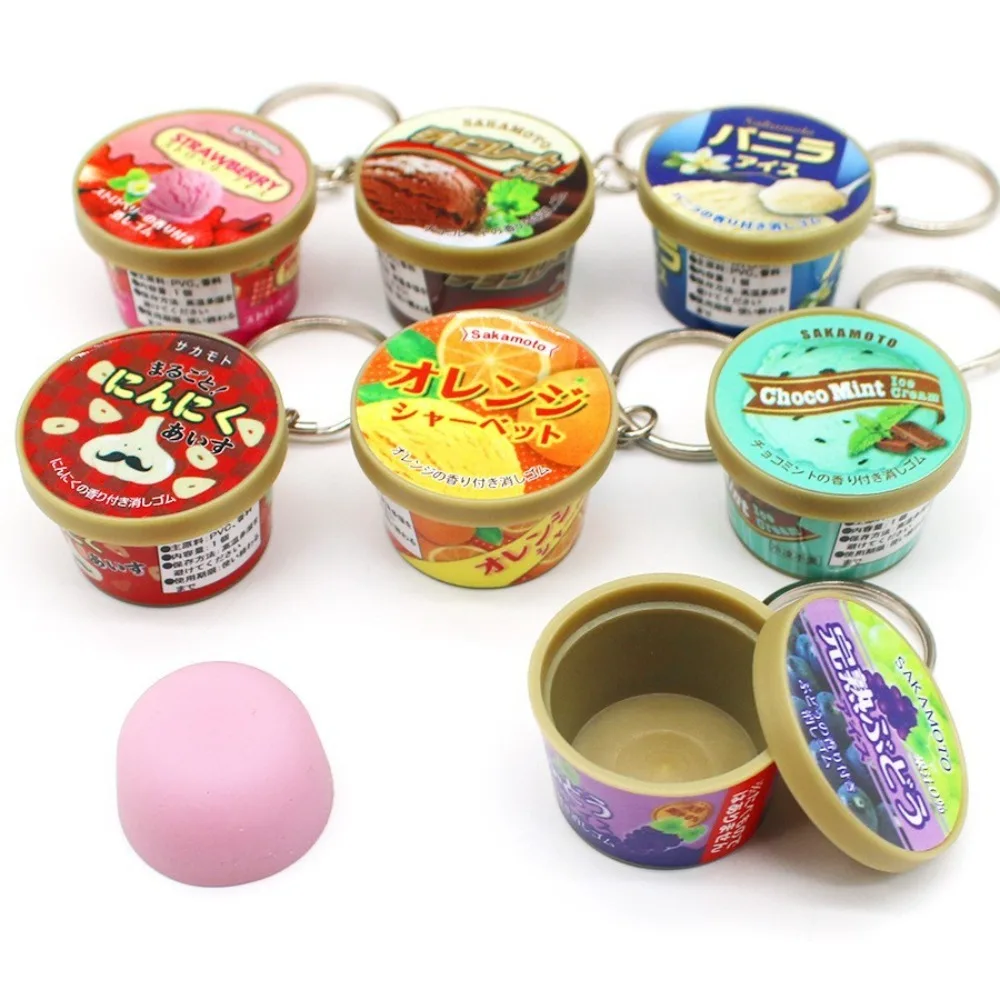 Funny Japanese Miniature Keychain Creative Backpack Decor Slow Rebound Pinch Pendant Novelty Food Play Pudding Squeeze Key Ring