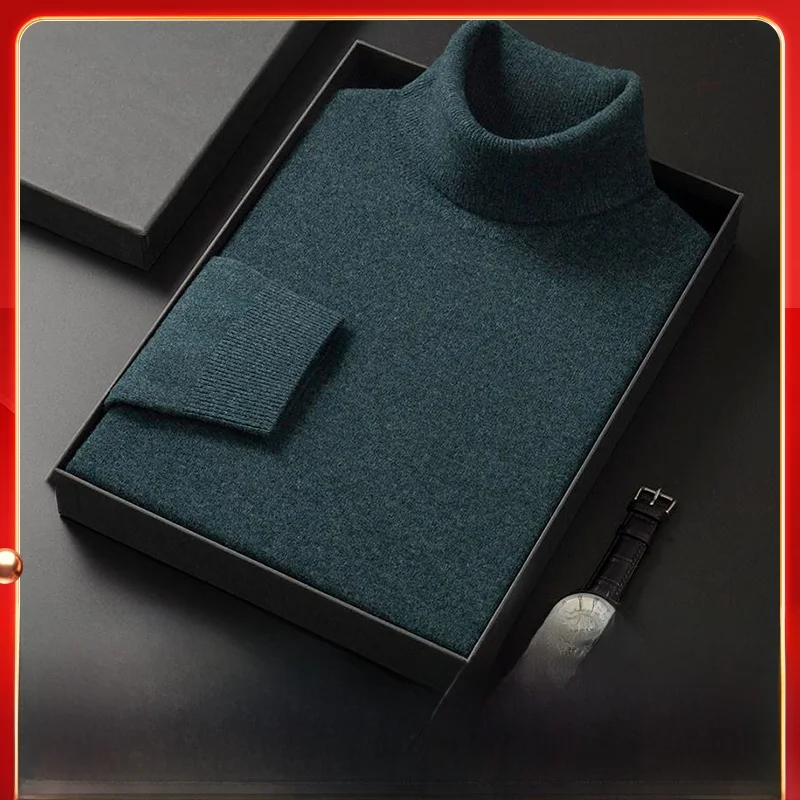 

Мужской шерстяной свитер Pierre Cardin класса люкс с высоким воротником, вязаный, повседневный, деловой, для отдыха