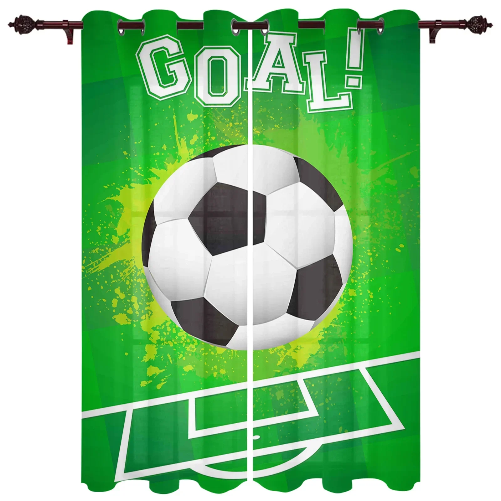 Soccer Football Field Design Green Curtains for Bedroom Living Room Drapes Kitchen Children's Room Window Curtain Home Decor