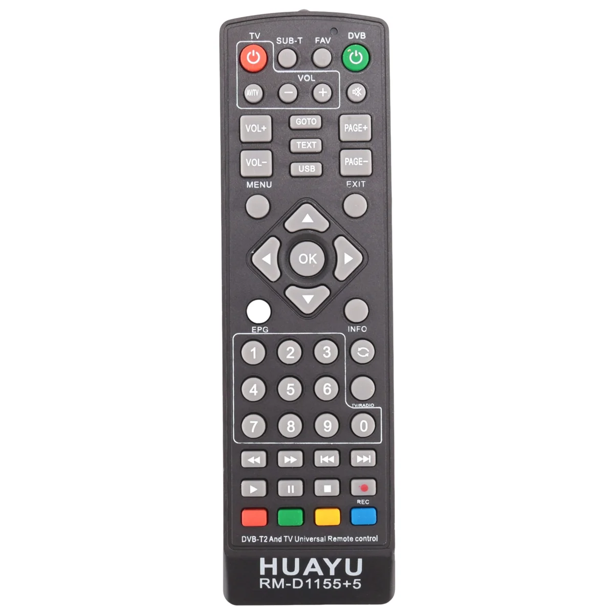 Huayu รีโมทคอนโทรลควบคุมทีวีอเนกประสงค์ Dvb-T2รีโมท Rm-D1155ตัวรับสัญญาณโทรทัศน์ดาวเทียม