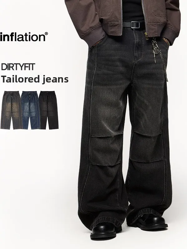 

Retro Sle Loose Fit Straight Leg Jeans New Autumn Winter Collection Durable Cotton Blend Casual Youth Faion